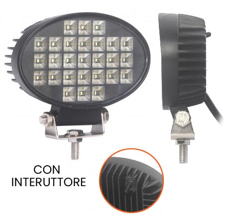 FARO LAVORO OVALE FLOOD 143 X 91 mm 40W 12V-24V 27 power led 2500 lumen CON  INTERRUTTORE